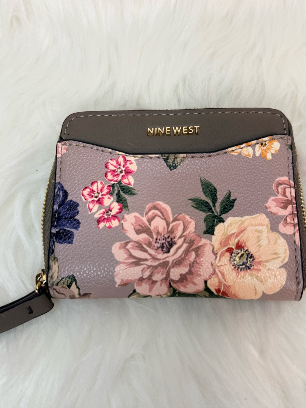 Nine West Floral Zip-Around Wallet with roses